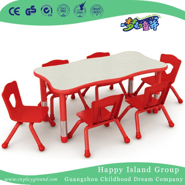 School Modern Wooden Children Pink Rectangle Table (HG-5001)