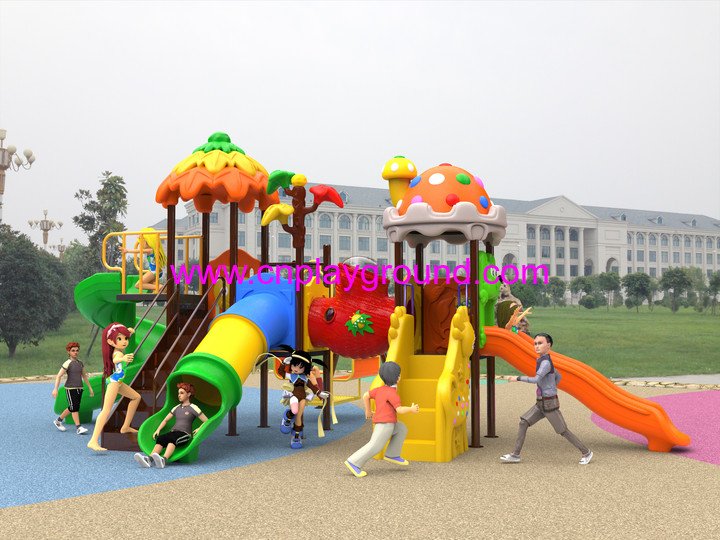2018 New Outdoor Leaves and Mushroom Roof Children Playground Equipment with Cylindrical Slide (H17-B4)