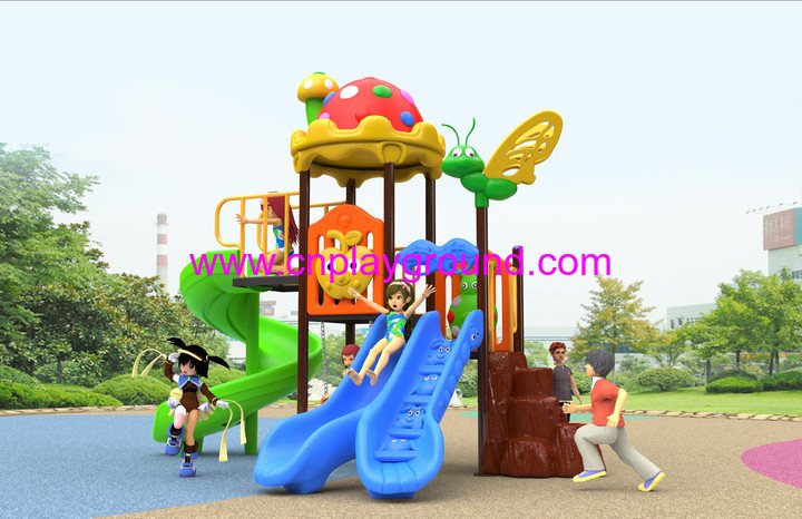 2018 New Outdoor Red Mushroom Roof Children Playground Equipment with Combination Slide (H17-B1)