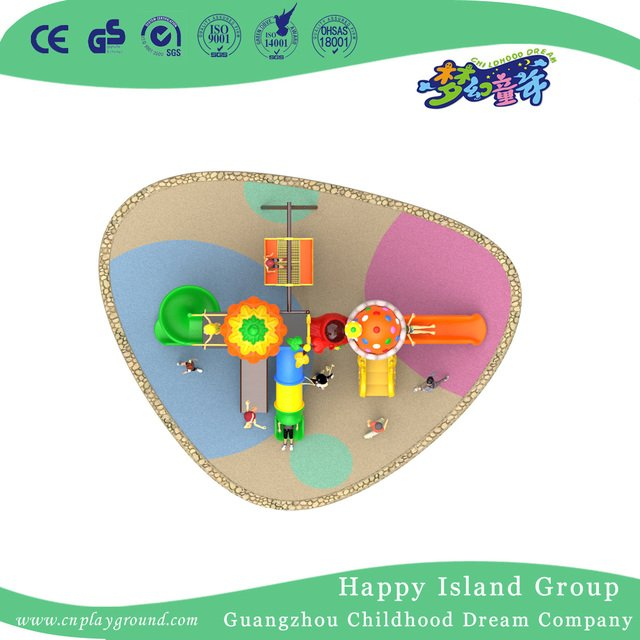 New Outdoor Leaves and Mushroom Roof Children Playground Equipment with Cylindrical Slide (H17-B4)
