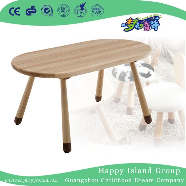Kindergarten Wooden Calligraphic Class Desk with Two Cattail Hassock (HG-3602)