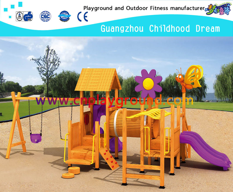 Commercial Outdoor Wooden Playground Equipment with Swing Set from China manufacturer cnplayground
