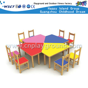 Children Wood Study Table and Chair Combination Set Furniture (M11-07101)