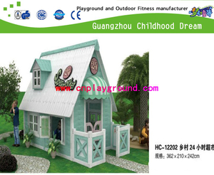 Outdoor Small Wooden House Playground Set for Toddlers Play