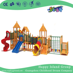 School Natural Wooden Outdoor Slide Playground (HF-17101)