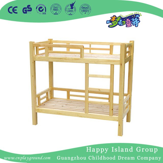 Natural Wooden Children's Twin Bed with Stair (HG-6507)