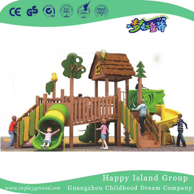 Outdoor Brown Children Wooden Playhouse Playground Equipment (1908102)