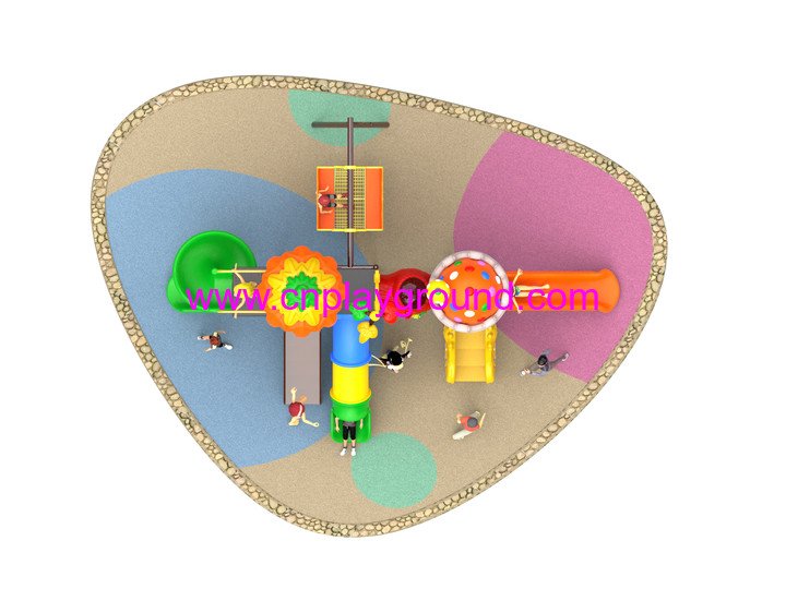 2018 New Outdoor Leaves and Mushroom Roof Children Playground Equipment with Cylindrical Slide (H17-B4)