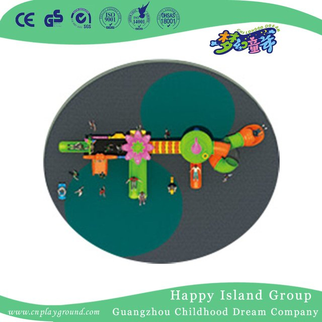 Outdoor Children Vegetable Roof Playground Equipment with Cylindrical Slide (HG-9301)