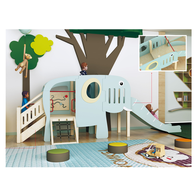 Kindergarten Indoor Wooden Slide Playground for Children Play (HJ-1701)