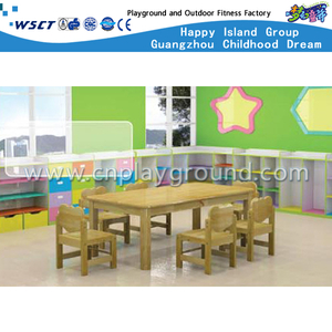 Kindergarten Furniture Equipment Natural Wooden Table for Two (M11-07201)