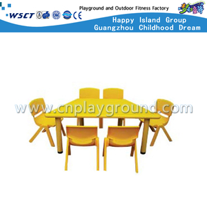 School Yellow Plastic Trapezoidal Table Furniture (M11-07505)