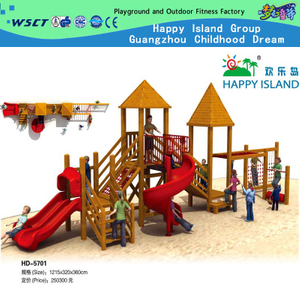 Children Outdoor Wooden Playground with Plastic Slide for Sale (HD-5701)
