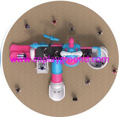 Outdoor New Blue and Pink Modern Children Airship Galvanized Steel Playground for Sale (HG-10501)