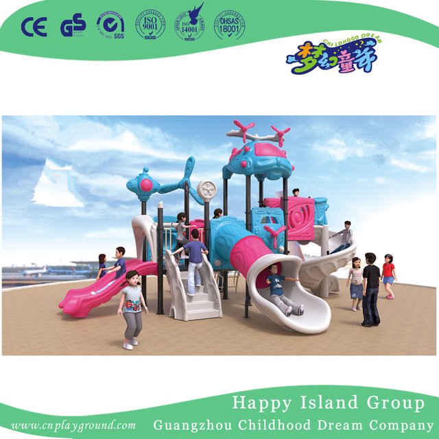 Outdoor Cartoon Blue and Green Airship Galvanized Steel Playground Equipment for Children (HG-10302) 