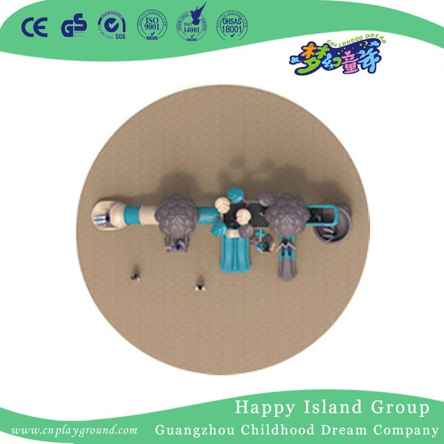 Outdoor Brown Leaves Roof Children Tree House Galvanized Steel Playground Equipment (HG-10401)