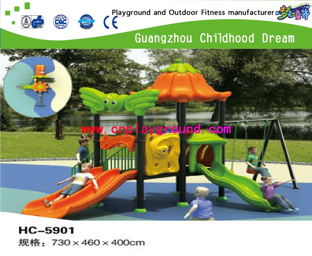 New Design Middle Size Children Cartoon Outdoor Vegetable Galvanized Steel Playground Set (HC-5905)