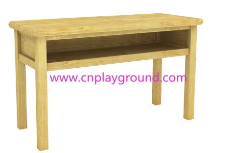 Kindergarten Furniture Classroom Oak Double Deck with Drawer for Two Kids (HG-3801)
