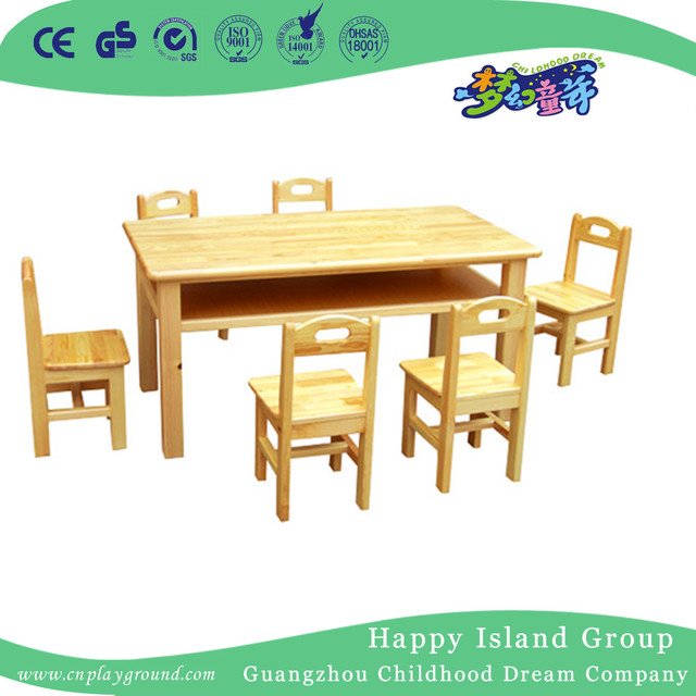School Natural Wood Toddler Desk With Storage (HG-3802)