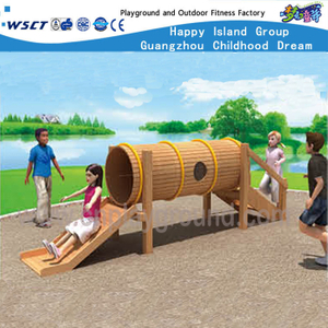 Fitness Equipment Wooden Pipeline Climbing Frames with Slide (HF-17401)