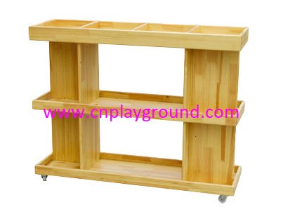 Kindergarten Rustic Wood Mobile Art Supplies Cabinet Equipment (HG-4505)