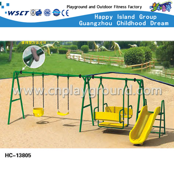 Green Outdoor Children Leisure Double Swing Equipment (HC-13801)