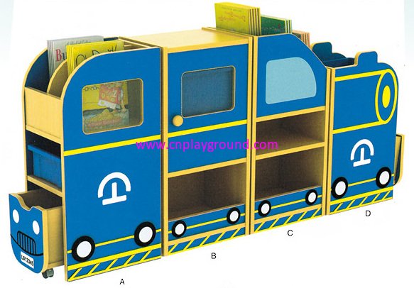 Children Wooden Train Combination Book Cabinet (HG-6609)