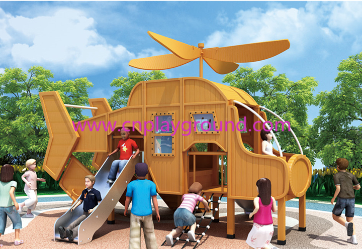 Outdoor Mini Aircraft With Slide Wooden Playground (HHK-4601)