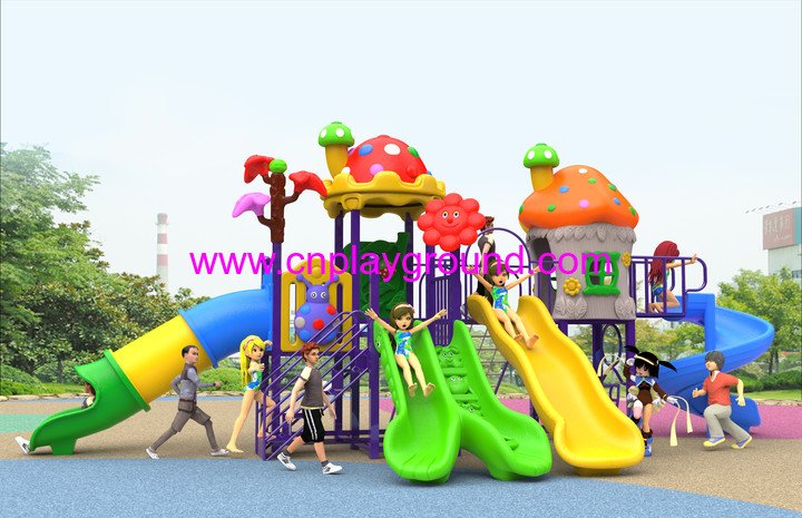 2018 New Design Outdoor Mushroom House Children Slide Playground Equipment with Animal (H17-A9)
