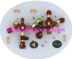 Outdoor New Brown Vegetable Roof Children Combination Slide Playground Equipment (HG-9501)