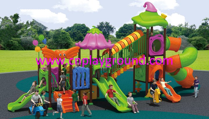 Outdoor Children Vegetable Roof Playground Equipment with Cylindrical Slide (HG-9301)