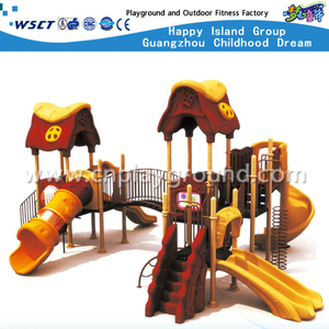  Outdoor Yellow Plastic Slide Castle Galvanized Steel Playground Set（HA-08201)