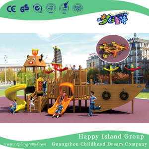 Outdoor Wooden Pirate Ship Children Slide Playground (HF-16801)