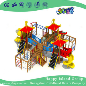 Large Outdoor Wooden Playground with Slides for Kids (BG-171008-B1)