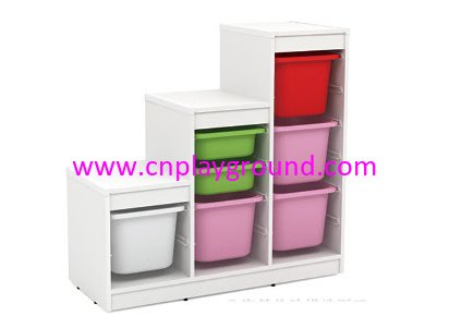 Kindergarten White Wooden Staged Toys Cabinet (HG-5502)