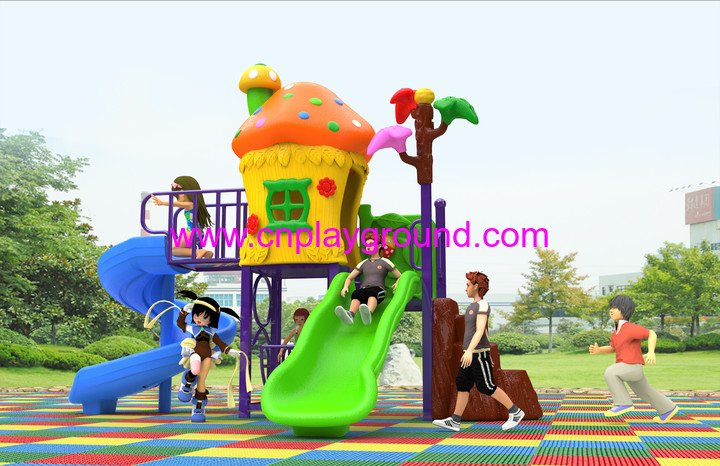 2018 New Outdoor Small Size Children Mushroom House Playground Equipment with S Type Slide (H17-A12)
