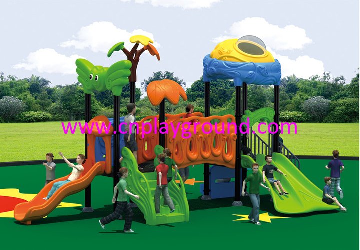 Outdoor Middle Children Double Slide Vegetable Playground Equipment with Butterfly (HG-9701)