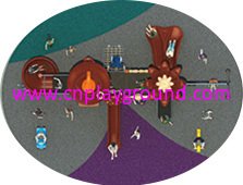 Outdoor Small Brown Vegetable Roof Children Slide Playground with Swing Equipment (HG-9502)