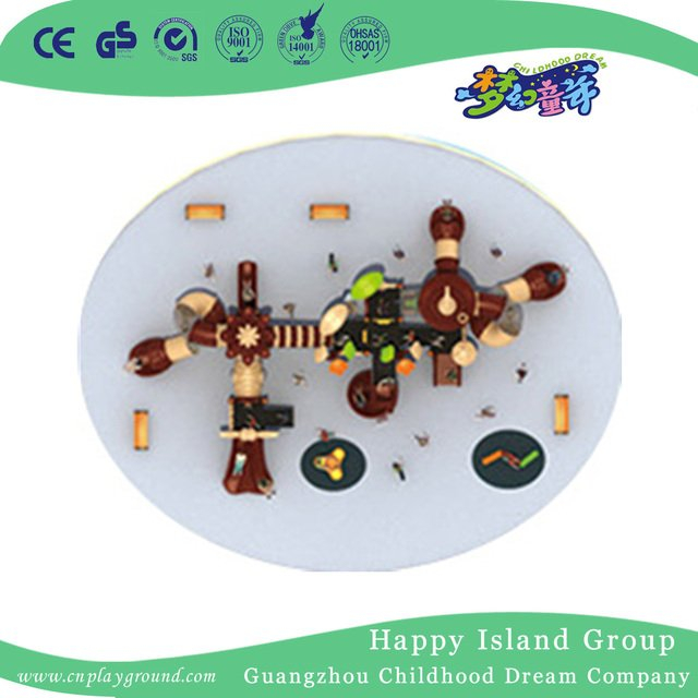Outdoor New Brown Vegetable Roof Children Combination Slide Playground Equipment (HG-9501)