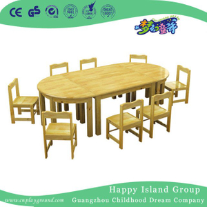 Kindergarten Wooden Combination Table Set for Eight (HG-3804)