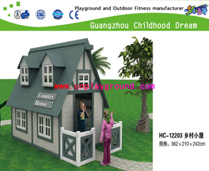 Outdoor Small Wooden Village House Playground Equipment for Children Role Play 