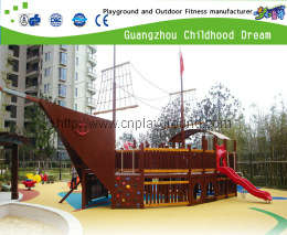 Outdoor Pirate Ship Wooden Playground Equipment for Family 