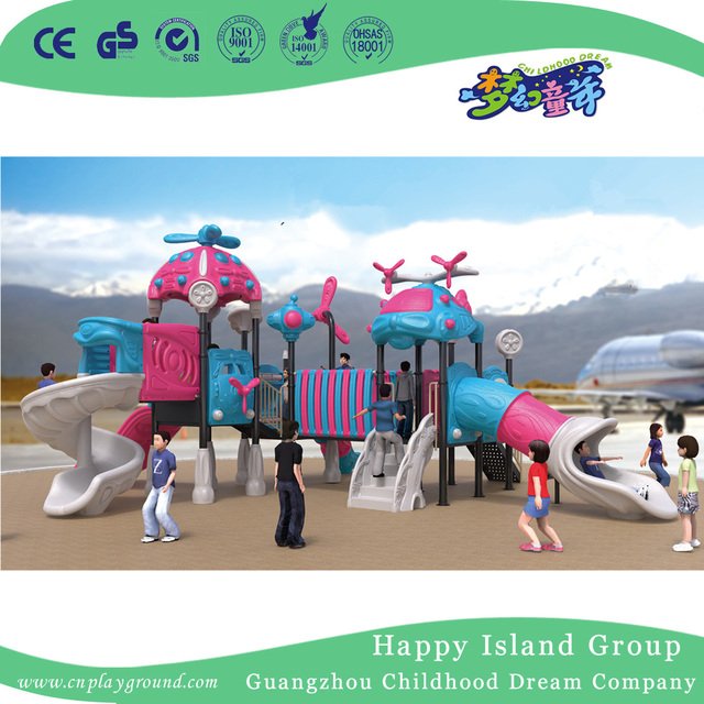 Outdoor Cartoon Blue and Green Airship Galvanized Steel Playground Equipment for Children (HG-10302) 