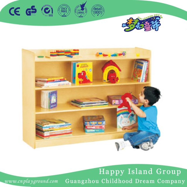 School Classroom Rustic Wooden Toddler Books Shelf (HG-4702)