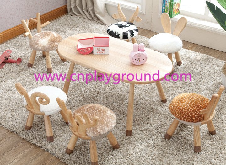 New Design School Children Wooden Cartoon Feature Chair with Soft Cushion (HG-3701)