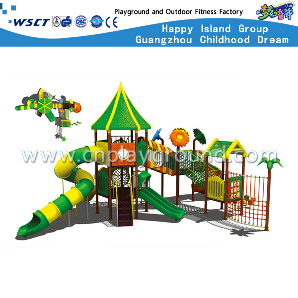 Outdoor Large High & Long Spiral Tube Slide Tree House Playground (M11