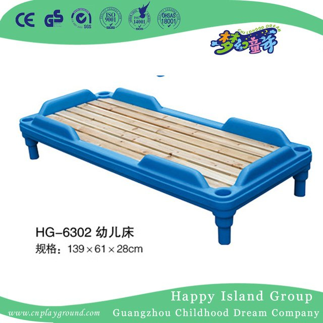 Preschool Rustic Wooden Single Bed with Plastic Stretcher (HG-6303)