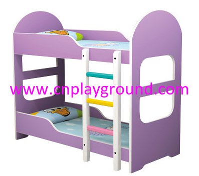 Cozy Lavender Toddler Two Storey Wooden School Bed with Stair (HG-6509)