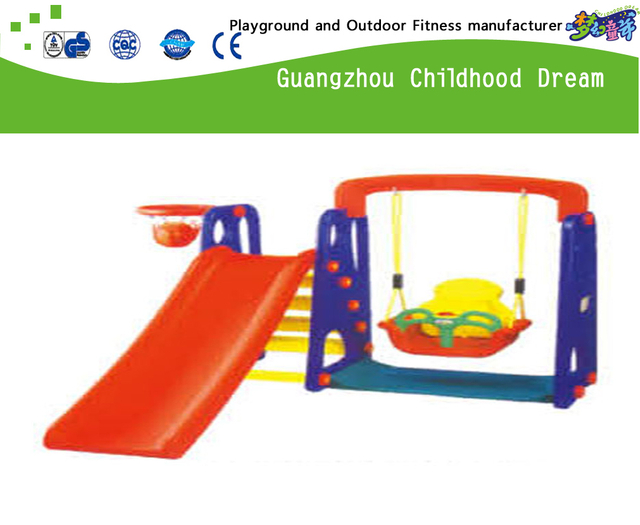  Kids Outdoor Small Plastic Swing Set With Slide Playground (M11-09402)