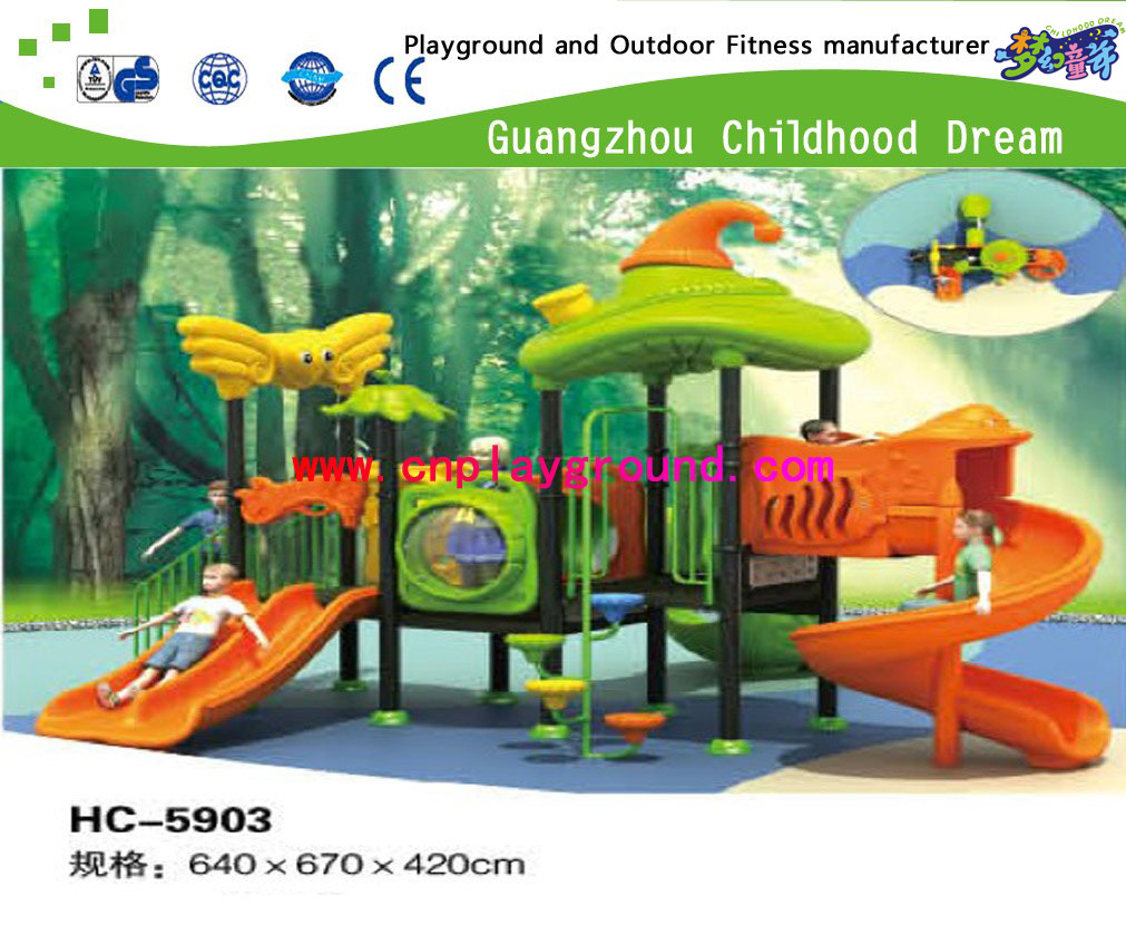 New Design Middle Size Children Cartoon Outdoor Vegetable Galvanized Steel Playground Set (HC-5905)